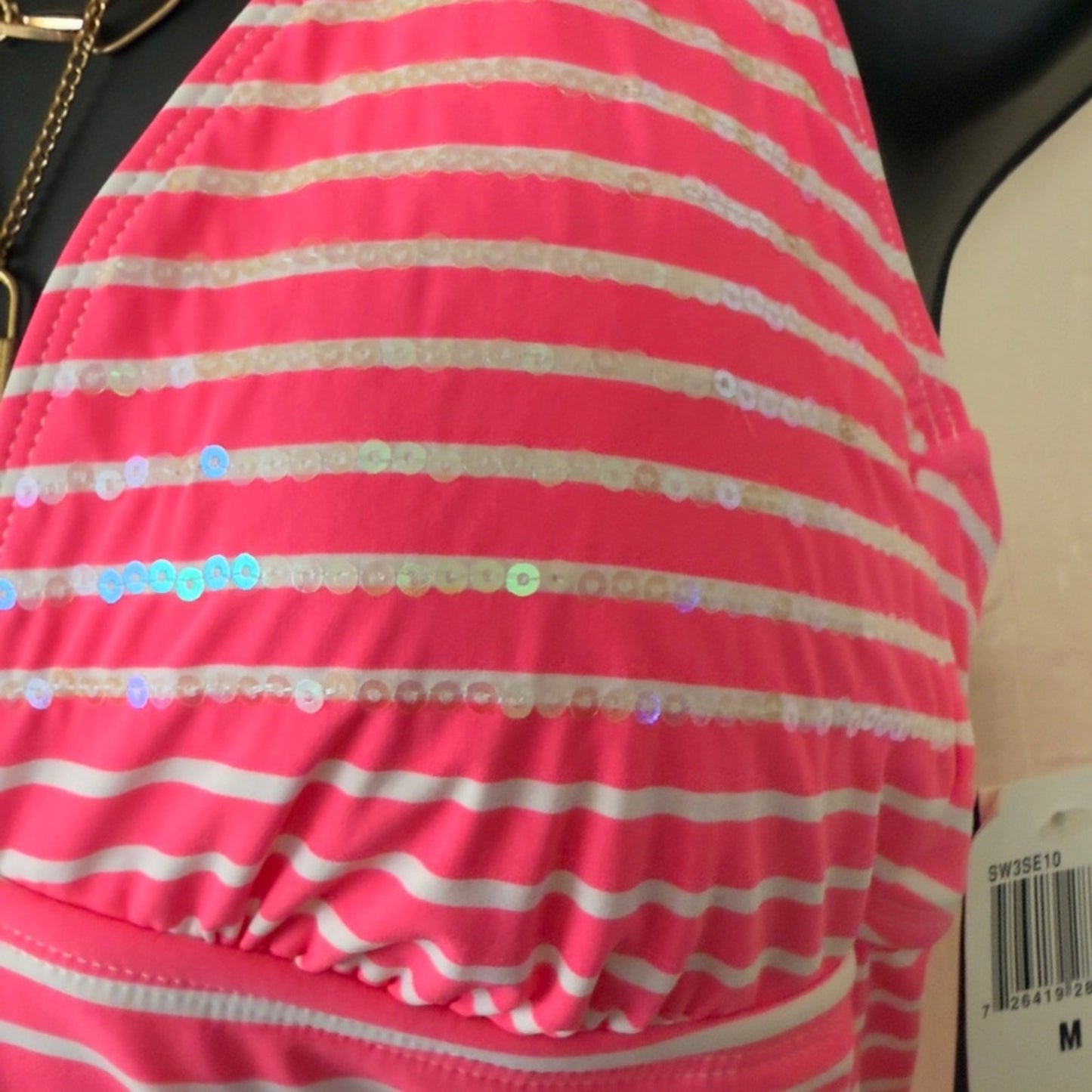 Sperry Pink & White Striped One-Piece Swimsuit