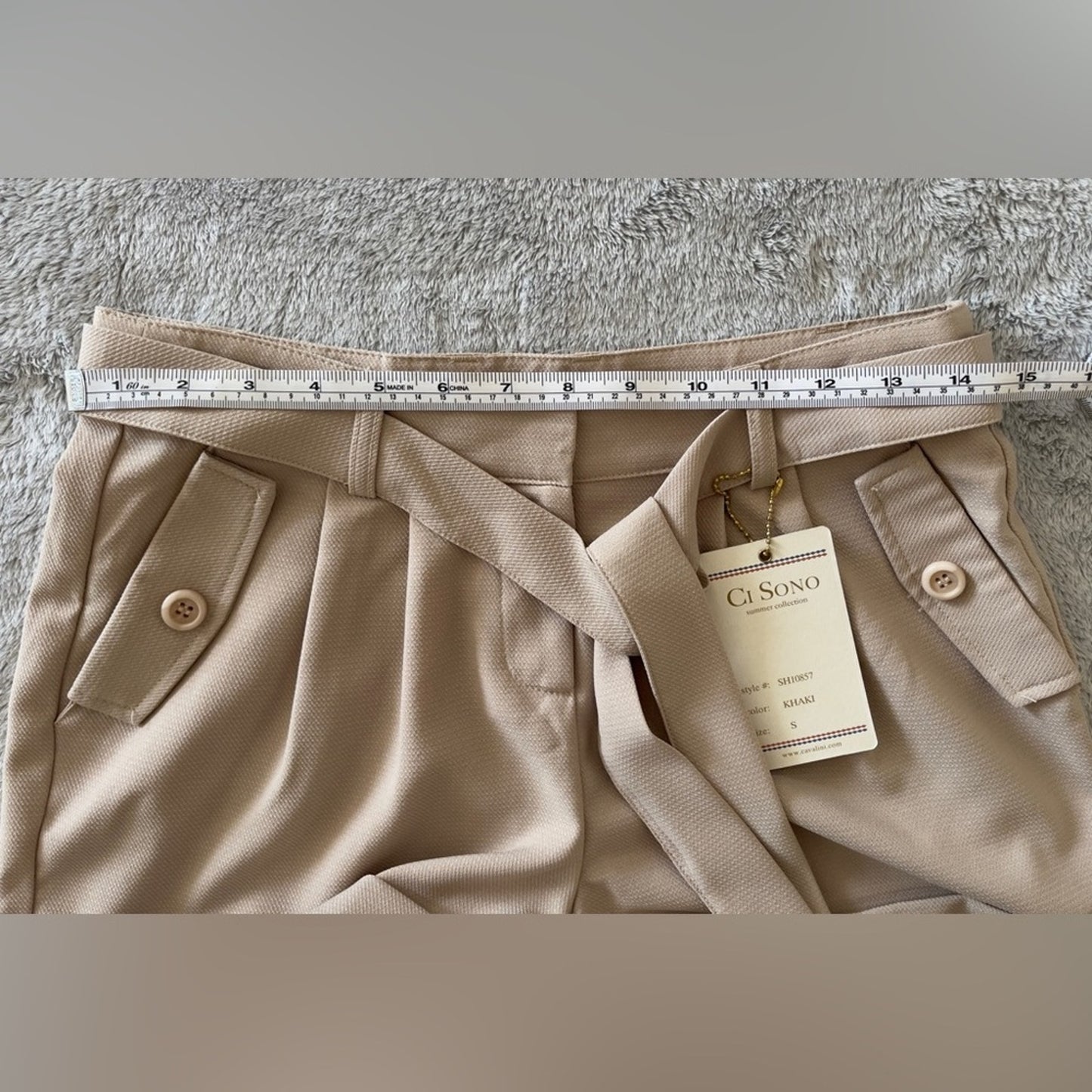 Ci Sono Summer Collection Khaki Front Tie Pleated Shorts