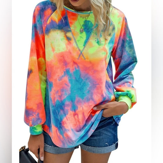 Cross Print Tie Dye Sweatshirt