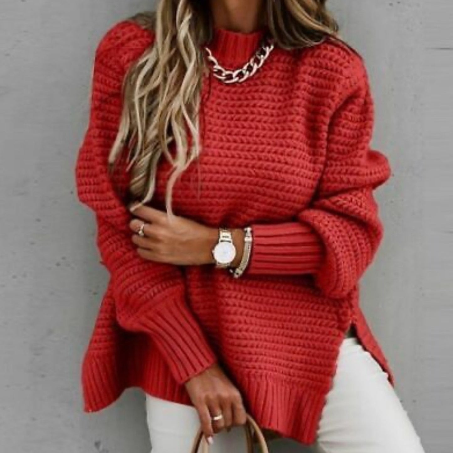 Crewneck Solid Color Sweater