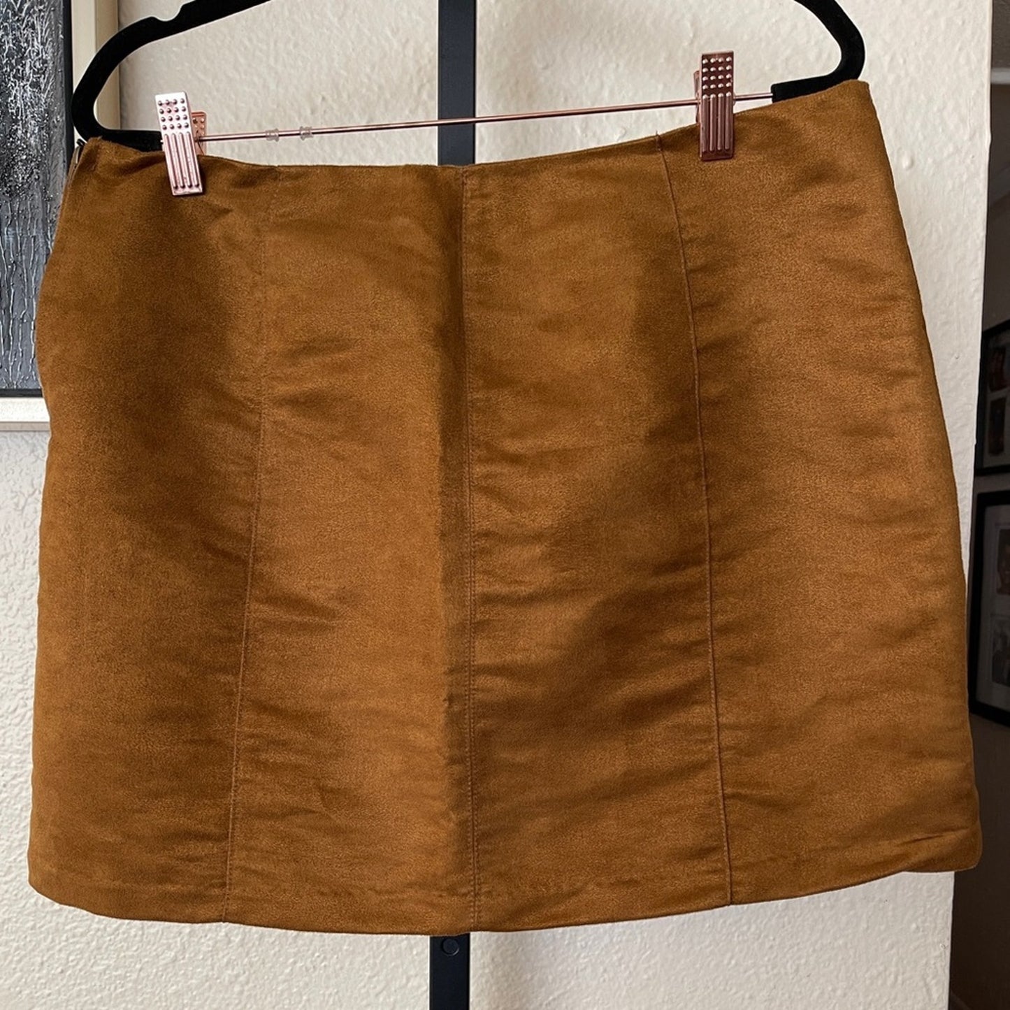 Old Navy Suede Mini Skirt Burnt Ochre