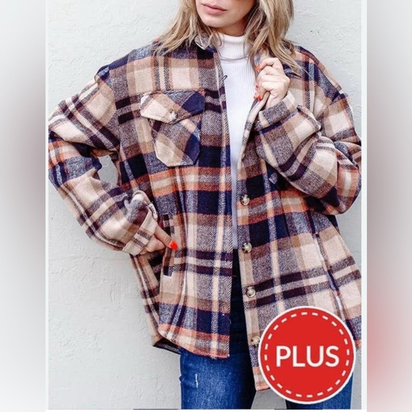 Plus Size Plaid Flannel Shacket