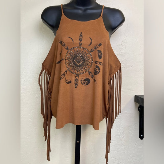 Charlotte Russe Brown Suede Fringe Top