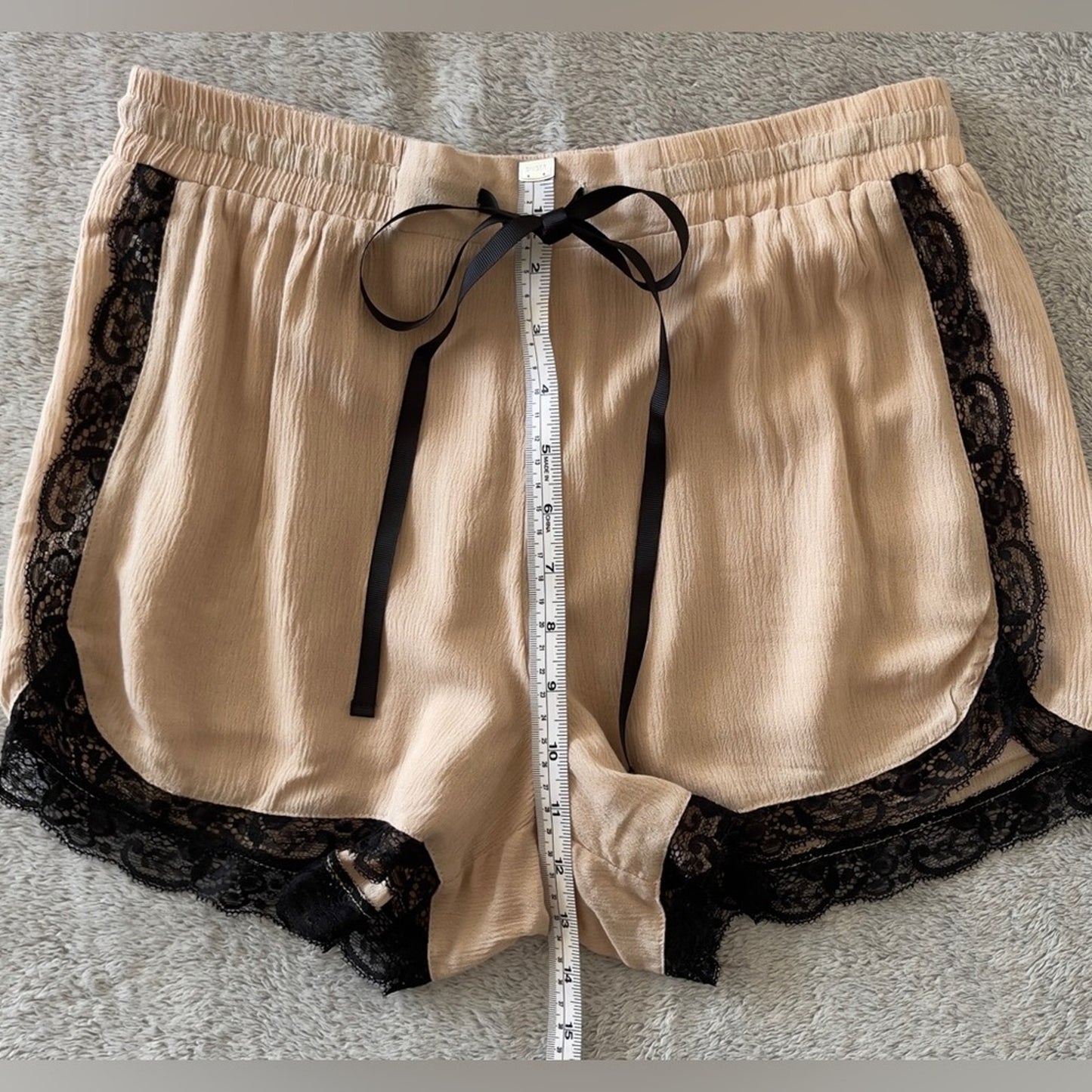 Celesta Tan & Black Laced Trim Shorts