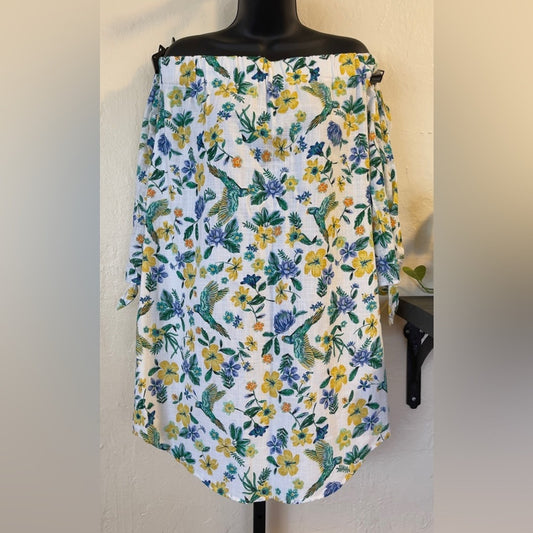 Old Navy Off the Shoulder Floral Bird A-line Dress