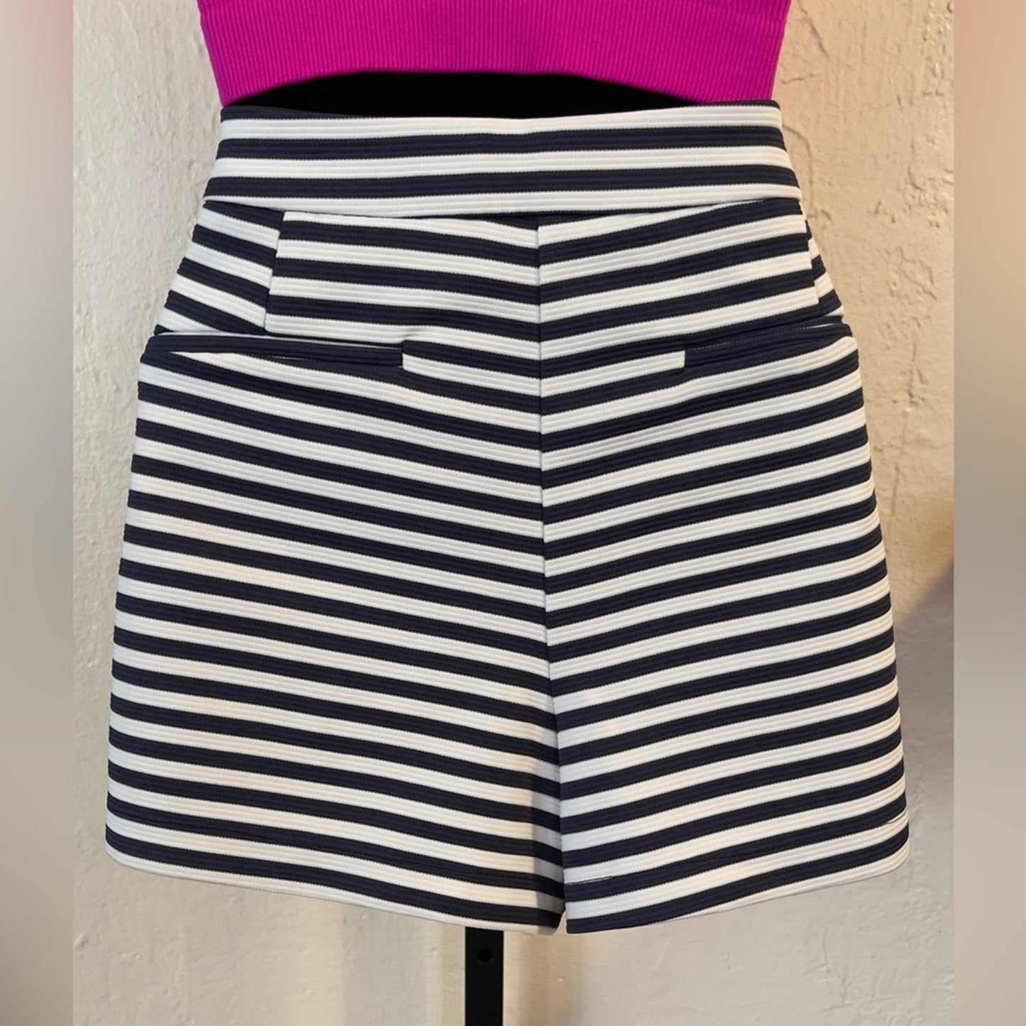 Just Fab Navy Blue Striped Shorts