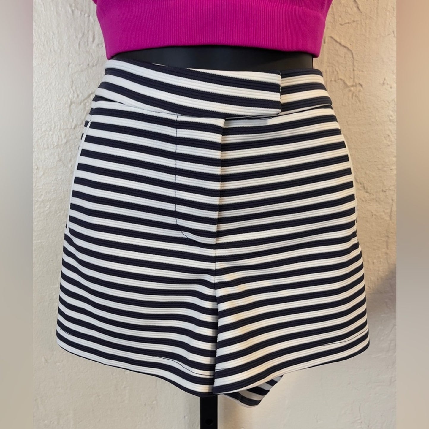 Just Fab Navy Blue Striped Shorts