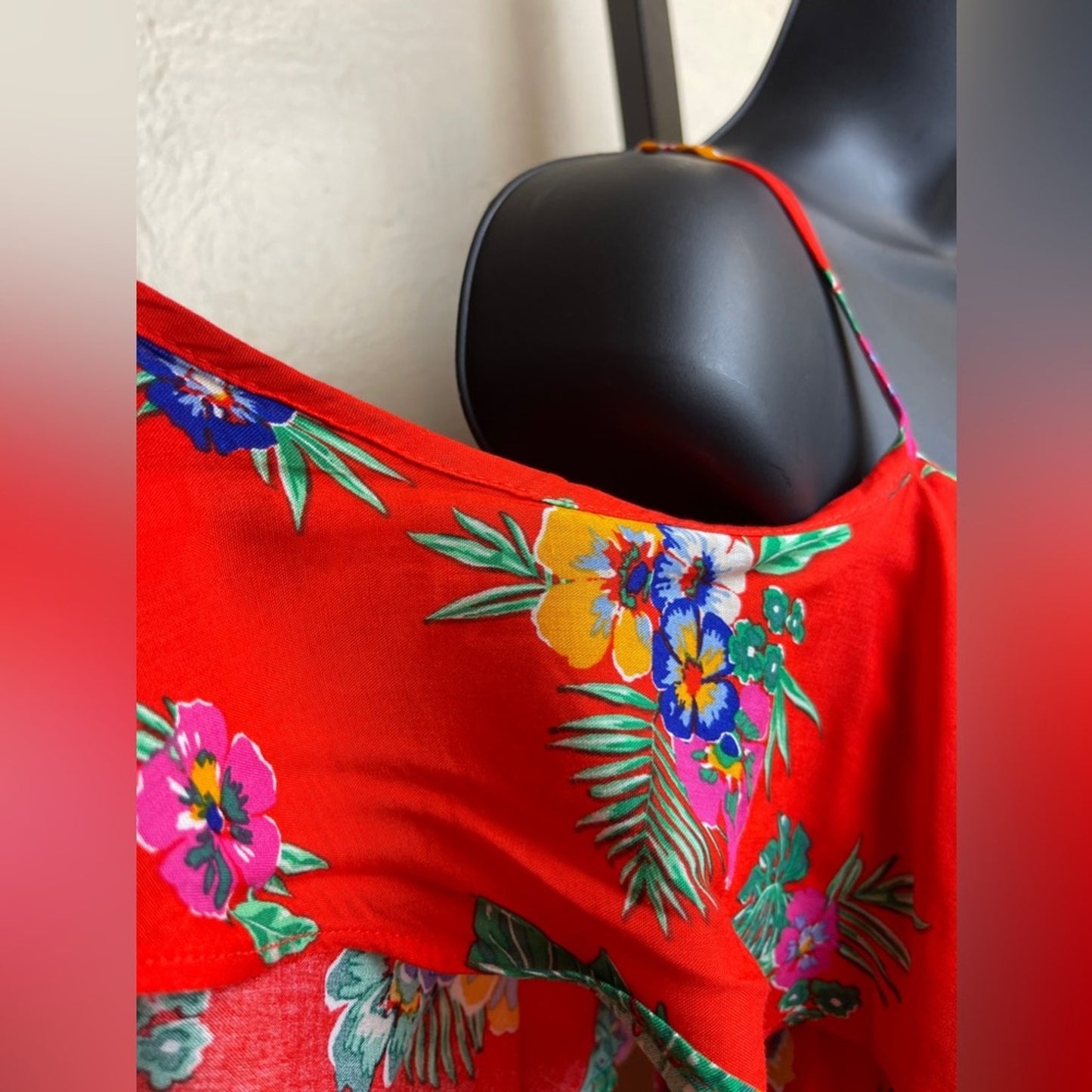 Old Navy Relaxed Off-the-Shoulder Red Floral Cami