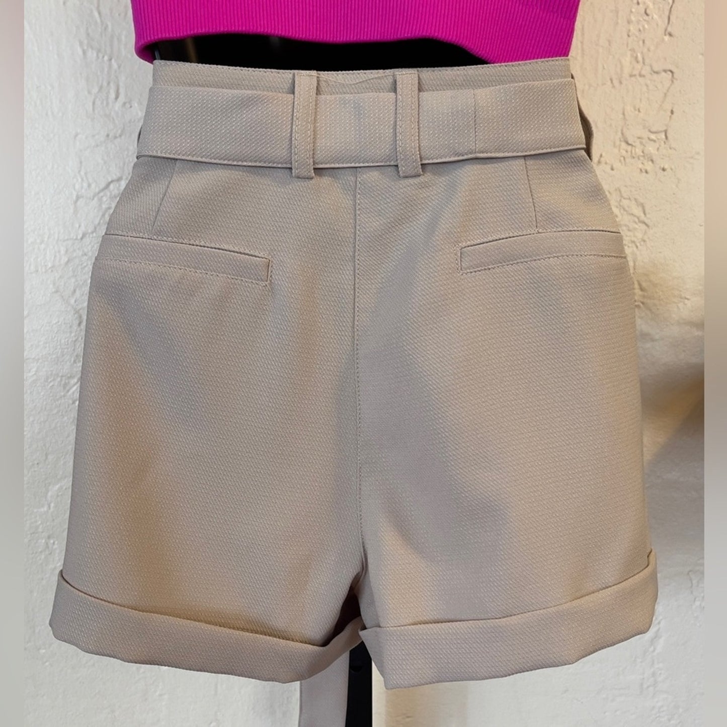 Ci Sono Summer Collection Khaki Front Tie Pleated Shorts