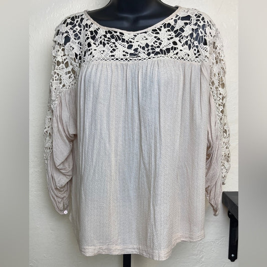 Lovestitch Cream Crochet Boho Style Top