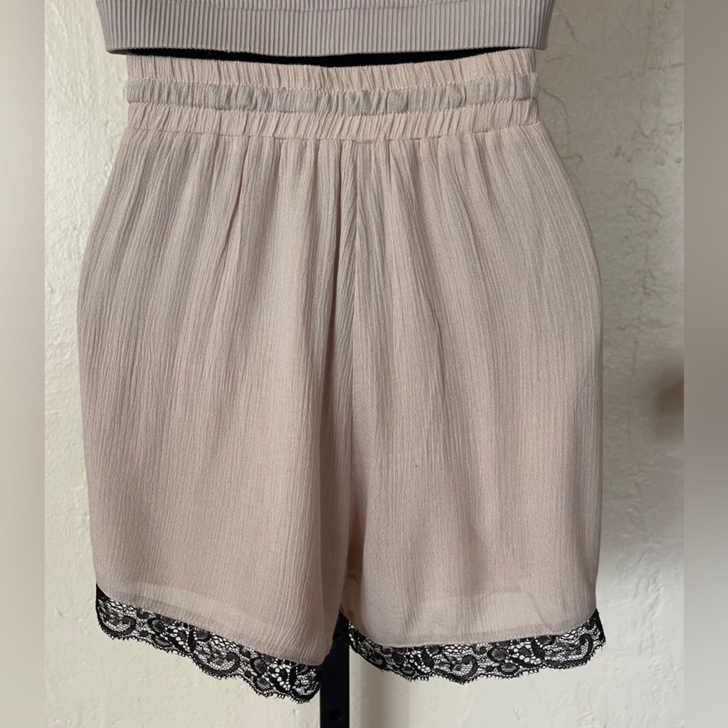 Celesta Tan & Black Laced Trim Shorts