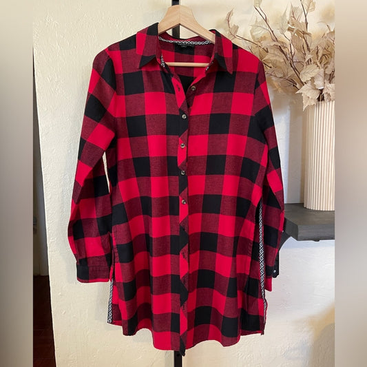 Socialite Women’s Red Buffalo Plaid Button Up