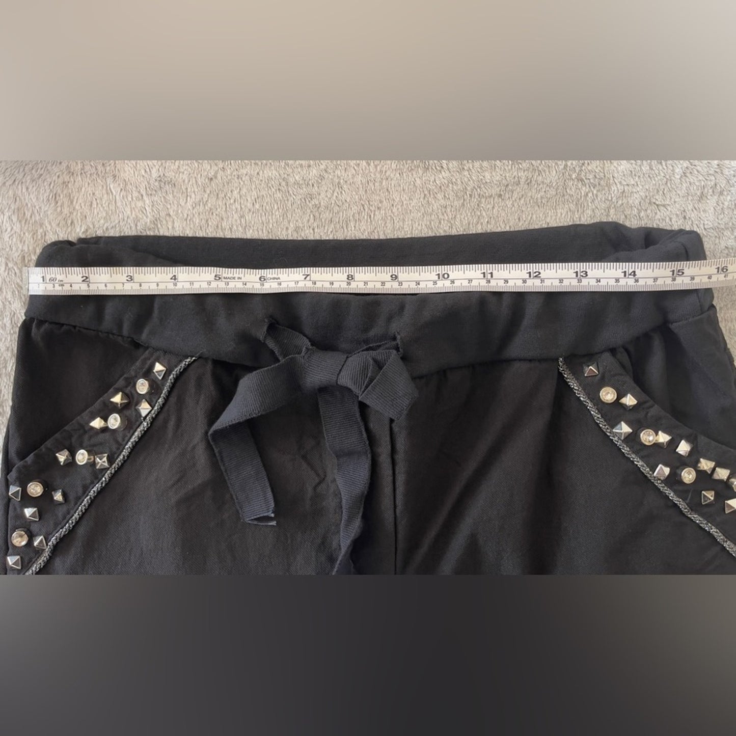 Gigi Moda - Black Crystal Stud Pocket Pants