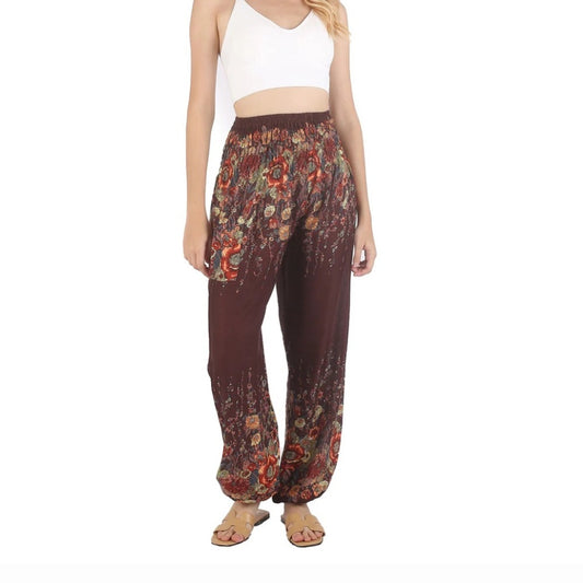 Napat Floral Royal Women Harem Pants in Brown