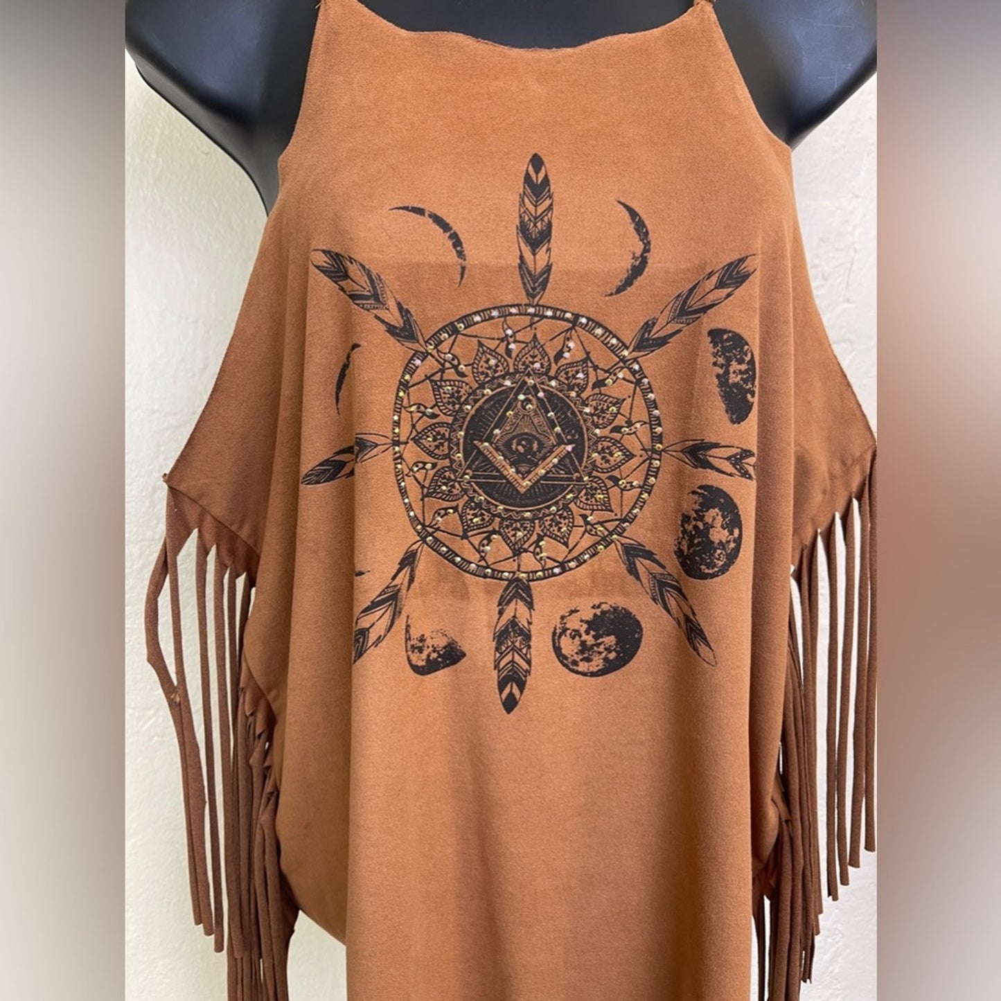 Charlotte Russe Brown Suede Fringe Top