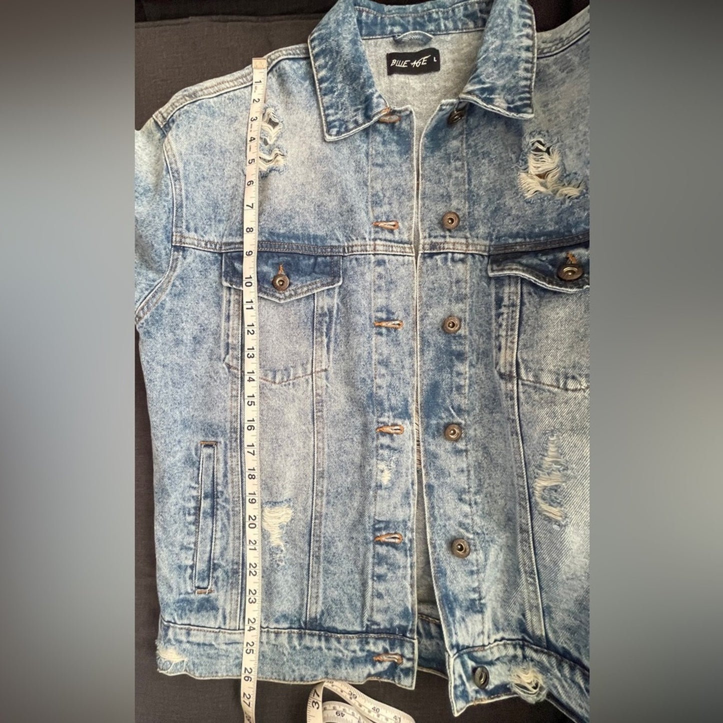 Blue Age Oversized Destroyed Denim Jacket