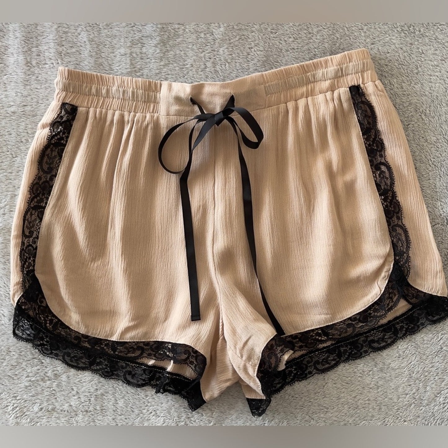 Celesta Tan & Black Laced Trim Shorts