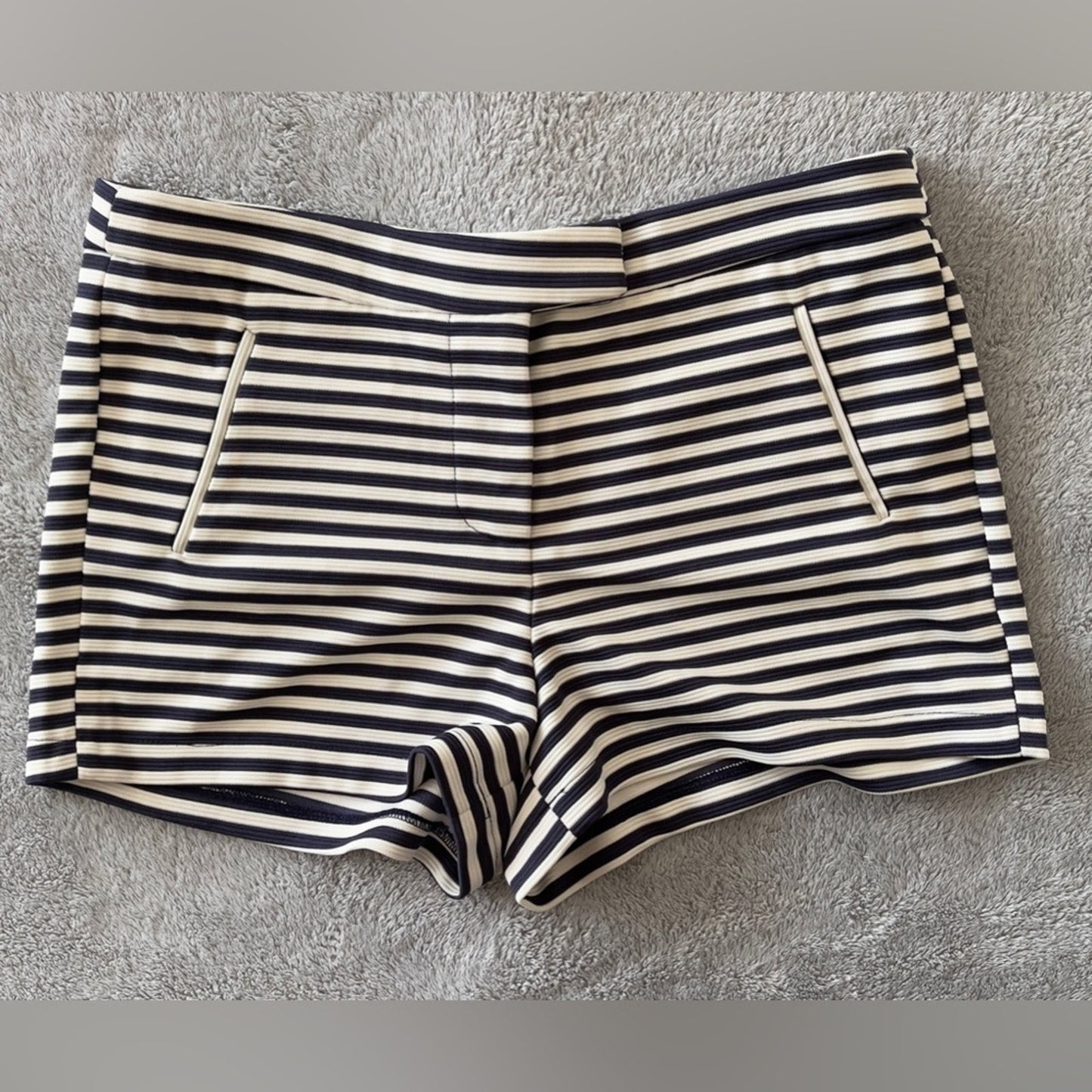 Just Fab Navy Blue Striped Shorts