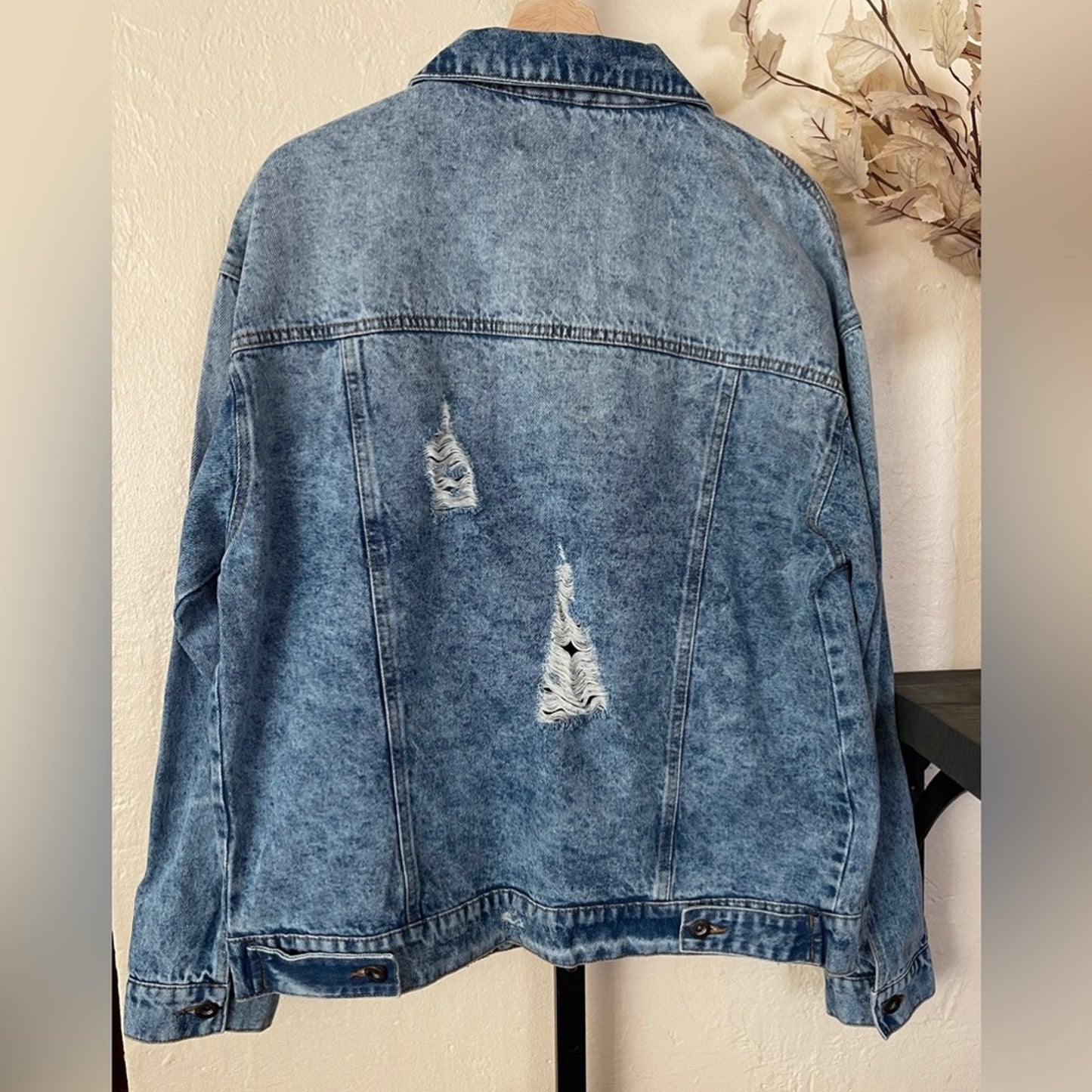 Blue Age Oversized Destroyed Denim Jacket