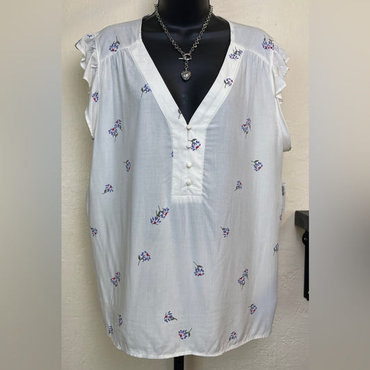 Old Navy Women Floral Print Top Cream Combo