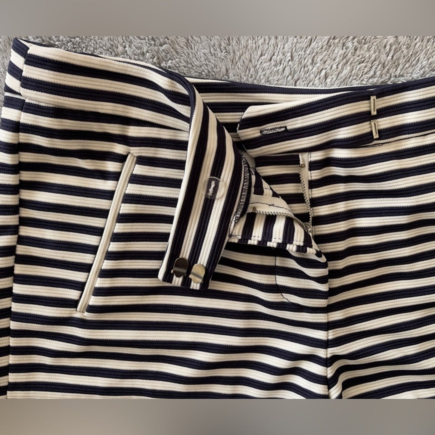 Just Fab Navy Blue Striped Shorts