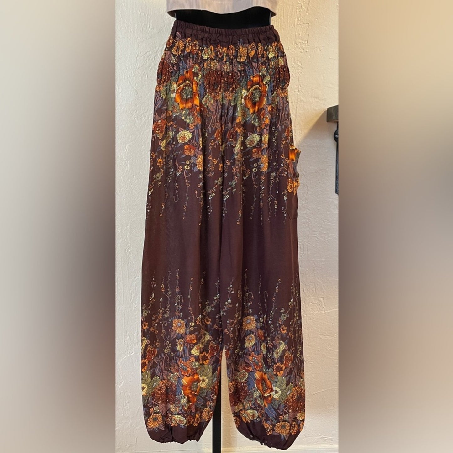 Napat Floral Royal Women Harem Pants in Brown