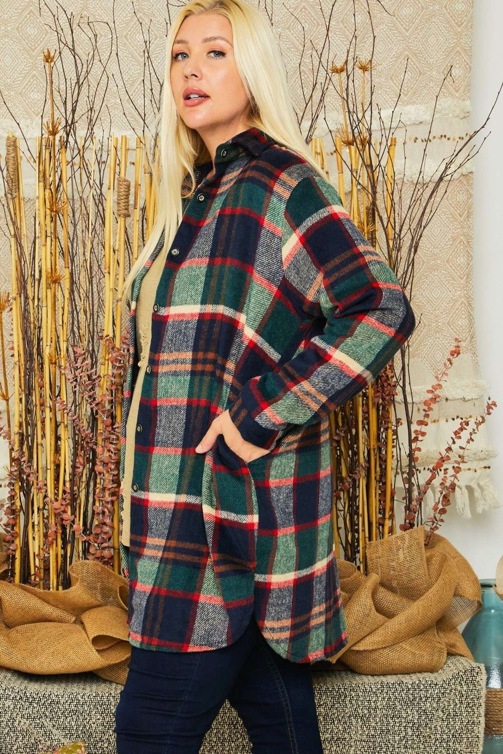 Adora Green Plaid Flannel Shacket