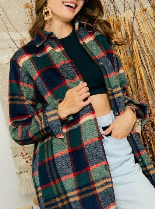 Adora Green Plaid Flannel Shacket